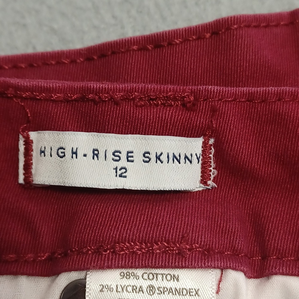 Crown & Ivy Pants Womens 12 Red High-Rise Skinny Stretch Cotton Lycra Casual - Picture 6 of 13